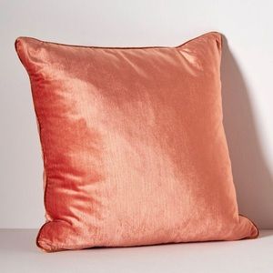 Pair of Anthro Adelina coral velvet pillows